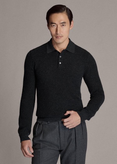 Suéter Ralph Lauren Cashmere Polo-Collar Homem 36850-KHXJ